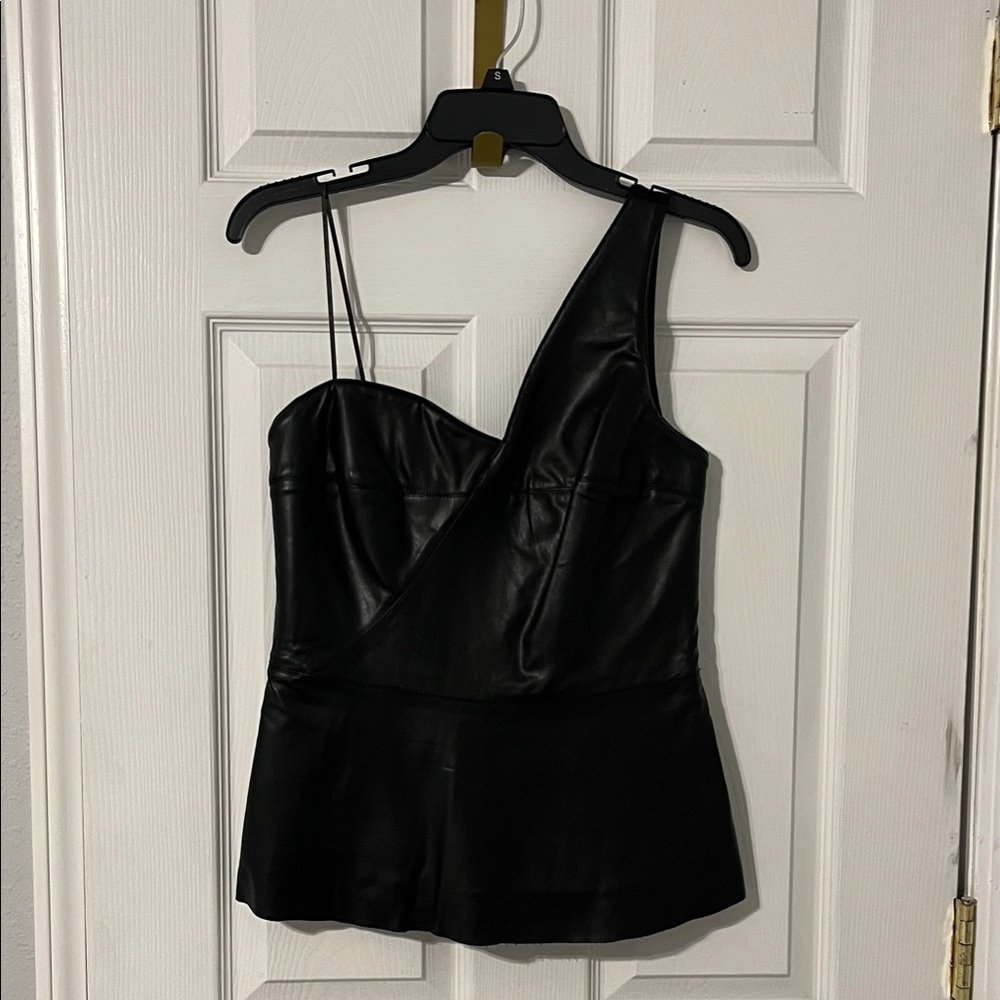 Black Asymmetrical Leather Top